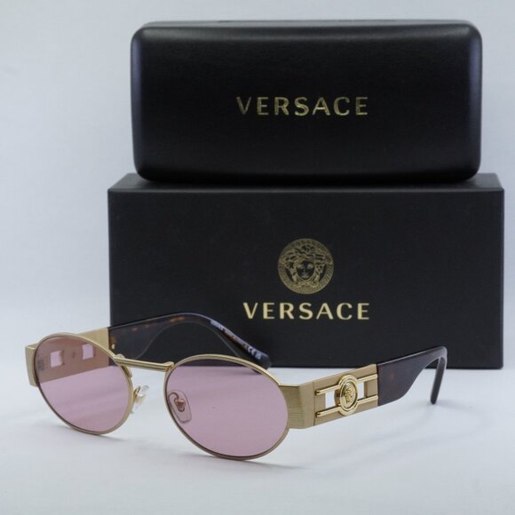 Versace VE2264 100284 Oval Sunglasses – Matte Gold Havana/Light Violet - Picture 1 of 10
